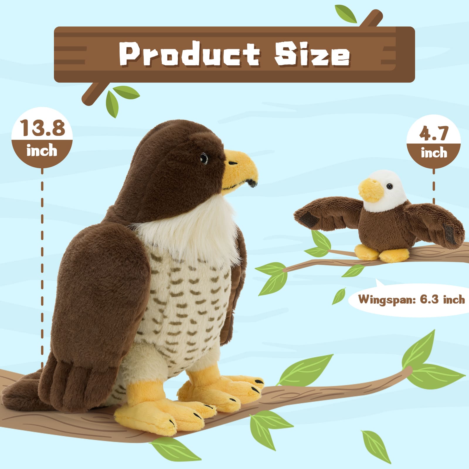 Eagle Stuffed Animals with Babies Inside, 13.8 Inches
