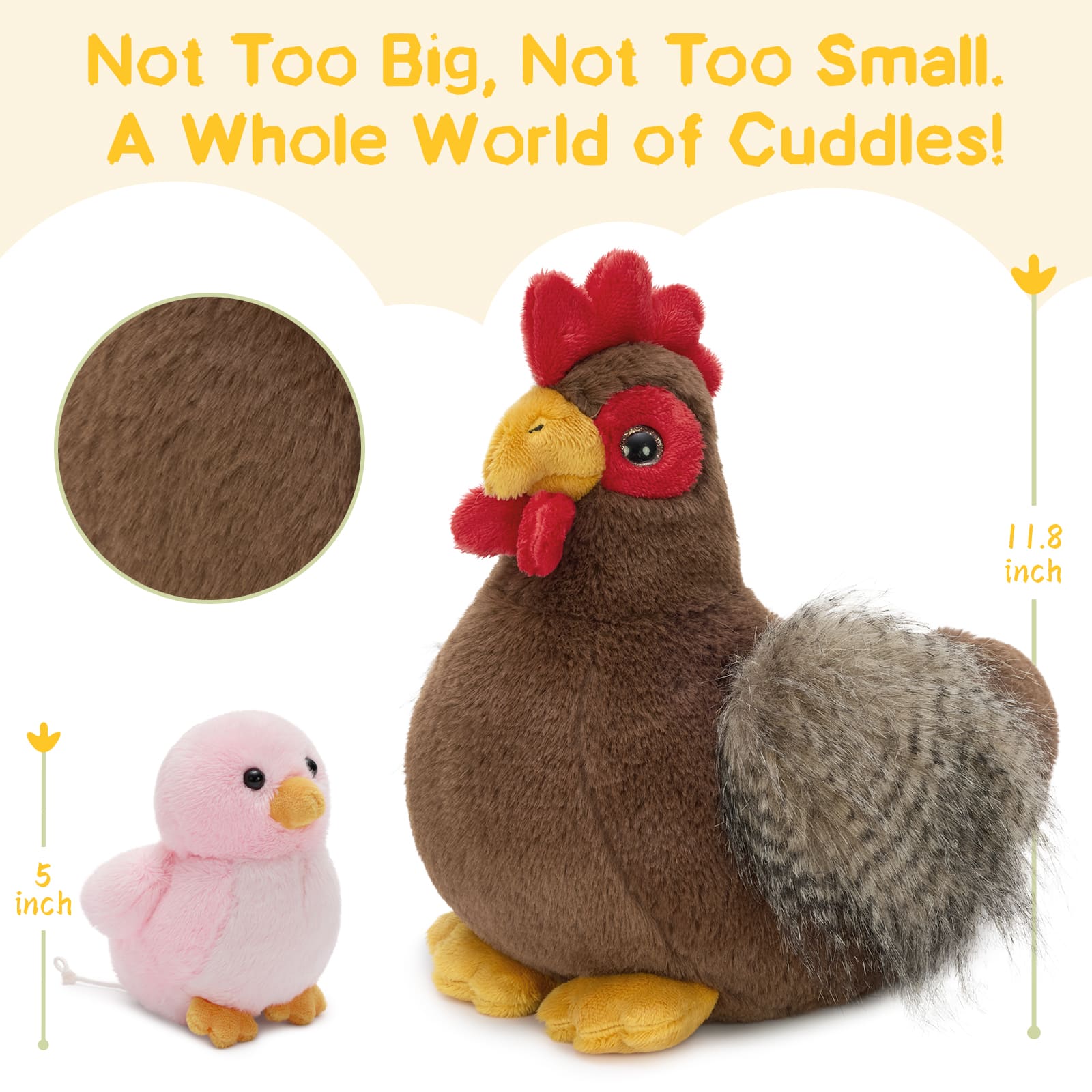 Chicken Stuffed Animals Wind Up Plush Toys, 11.8 Inches