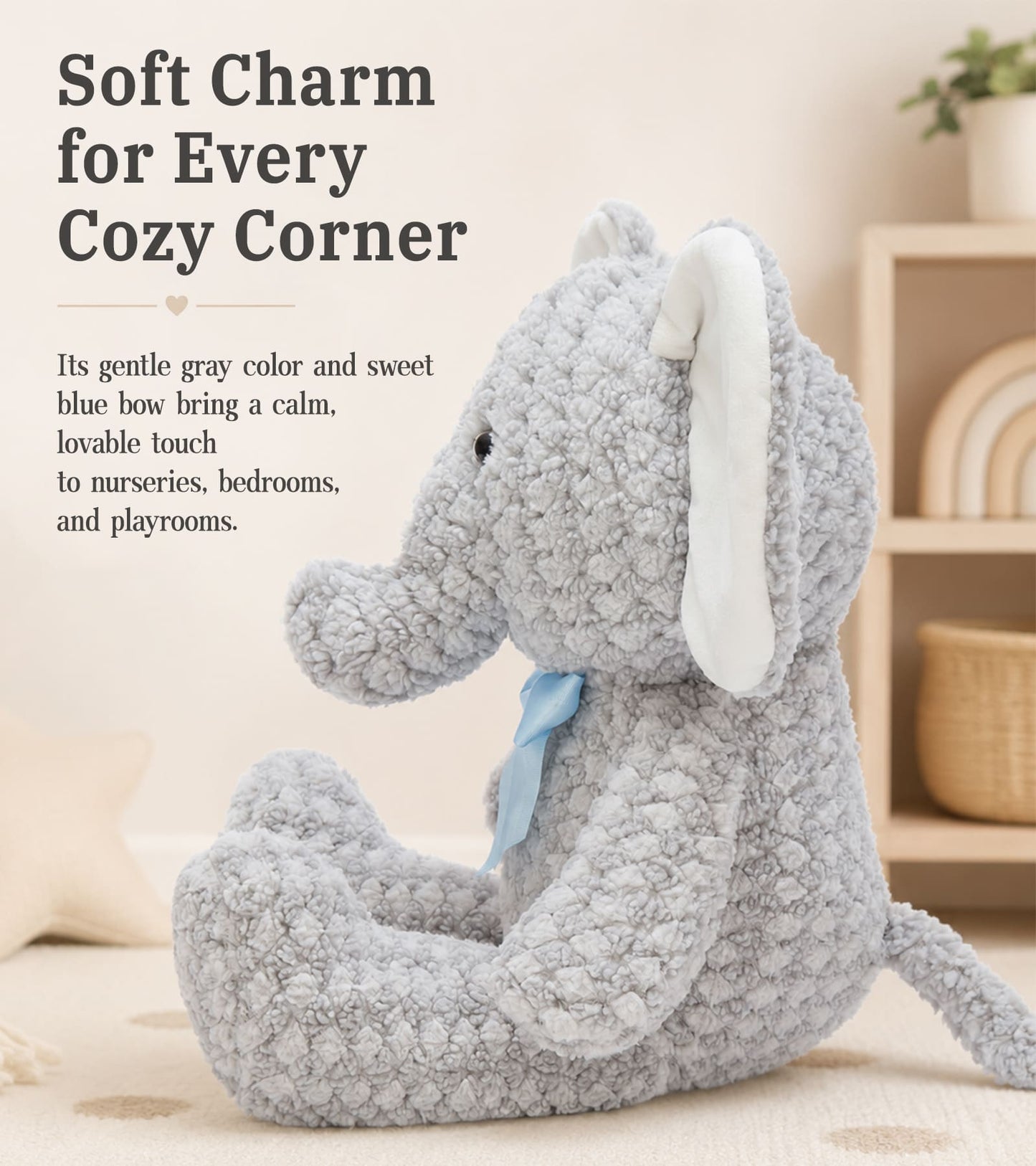 22-Inch Ultra-Soft Stuffed Animals – Dog, Elephant & Dinosaur