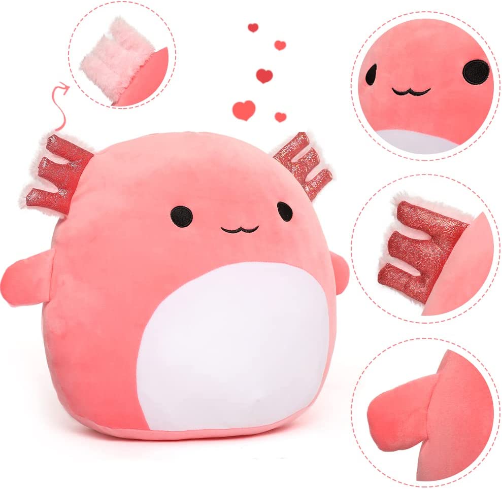 Axolotl Plüschtier, Mintgrün/Pink, 16"