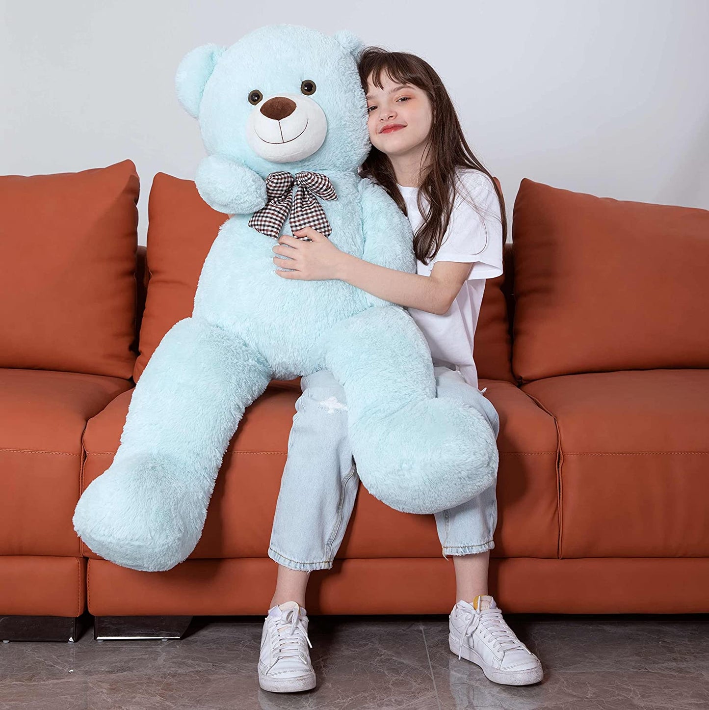 Big Teddy Bear Stuffed Animals Blue Bear Plush Toys Teddy Bear Plushies, Sky Blue, 47 Inches - MorisMos Stuffed Animals - Free Shipping