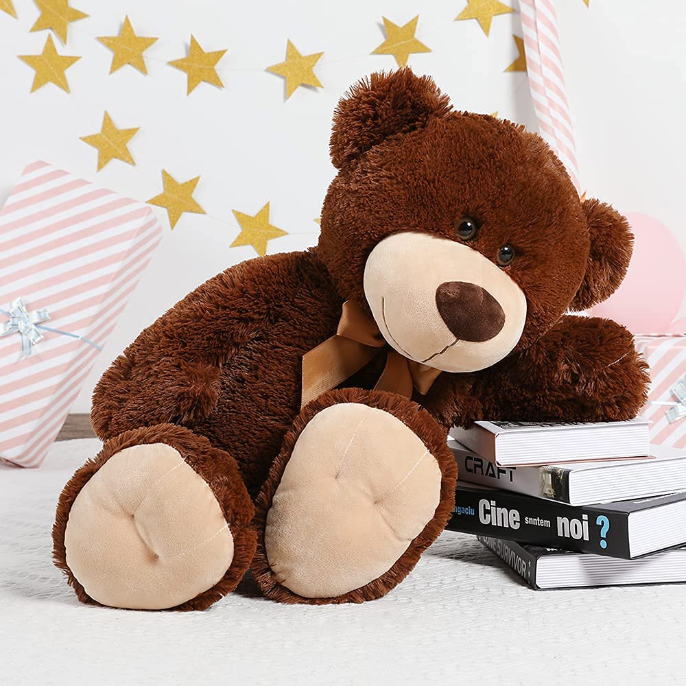 MorisMos Teddy Bear Plushies - Dark Brown Teddy Bear Stuffed Animals - Chocolate Teddy Bear Plush Toys - 26 Inch Stuffed Teddy - Free Shipping