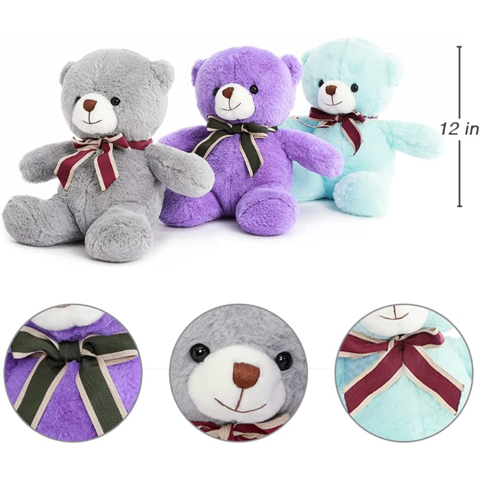 Three Teddy Bear Plush Toy Set - Baby Shower Teddy Bear Centerpieces