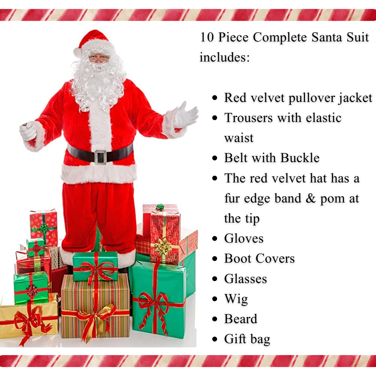 Costumes de Père Noël pour hommes, 10 pièces, L à XXL