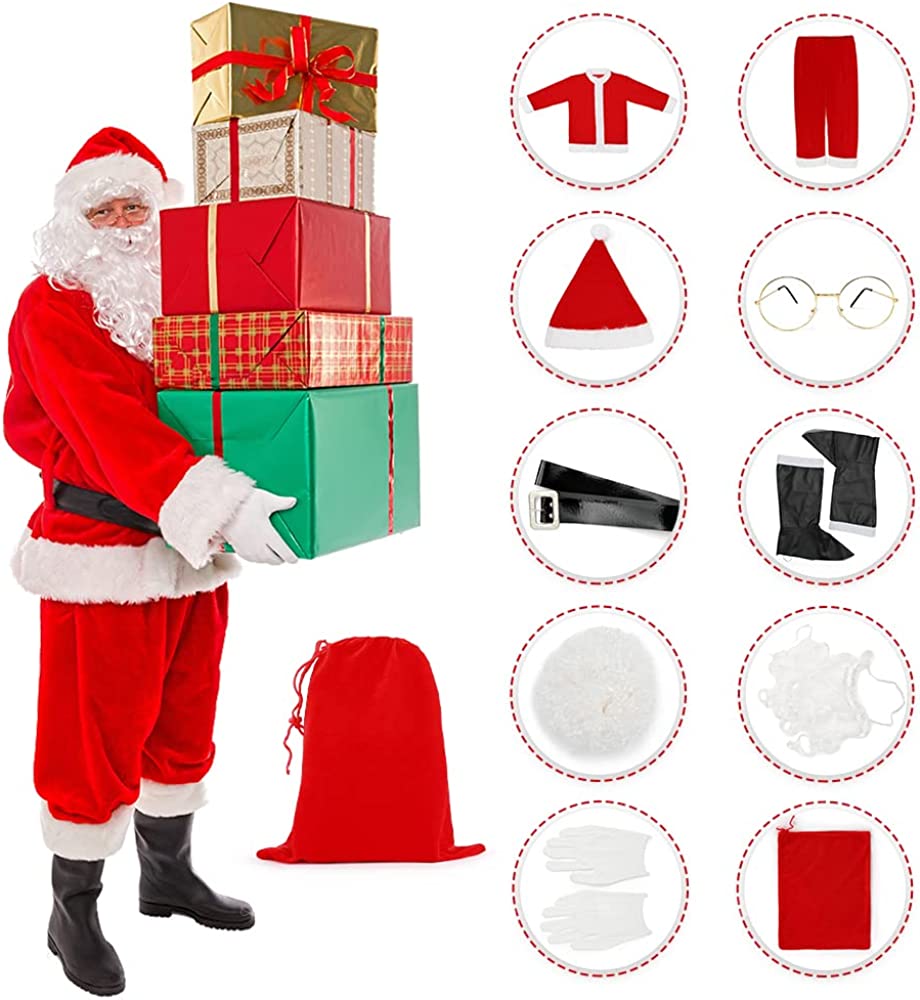 Costumes de Père Noël pour hommes, 10 pièces, L à XXL