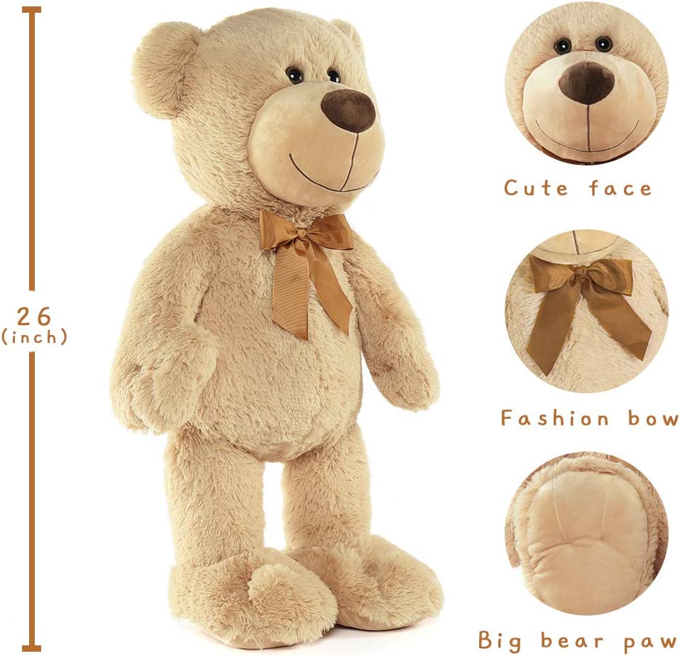 MorisMos Teddy Bear Plushies - Brown Teddy Bear Stuffed Animals - Teddy Bear Plush Toys - 26 Inch Stuffed Teddy - Free Shipping