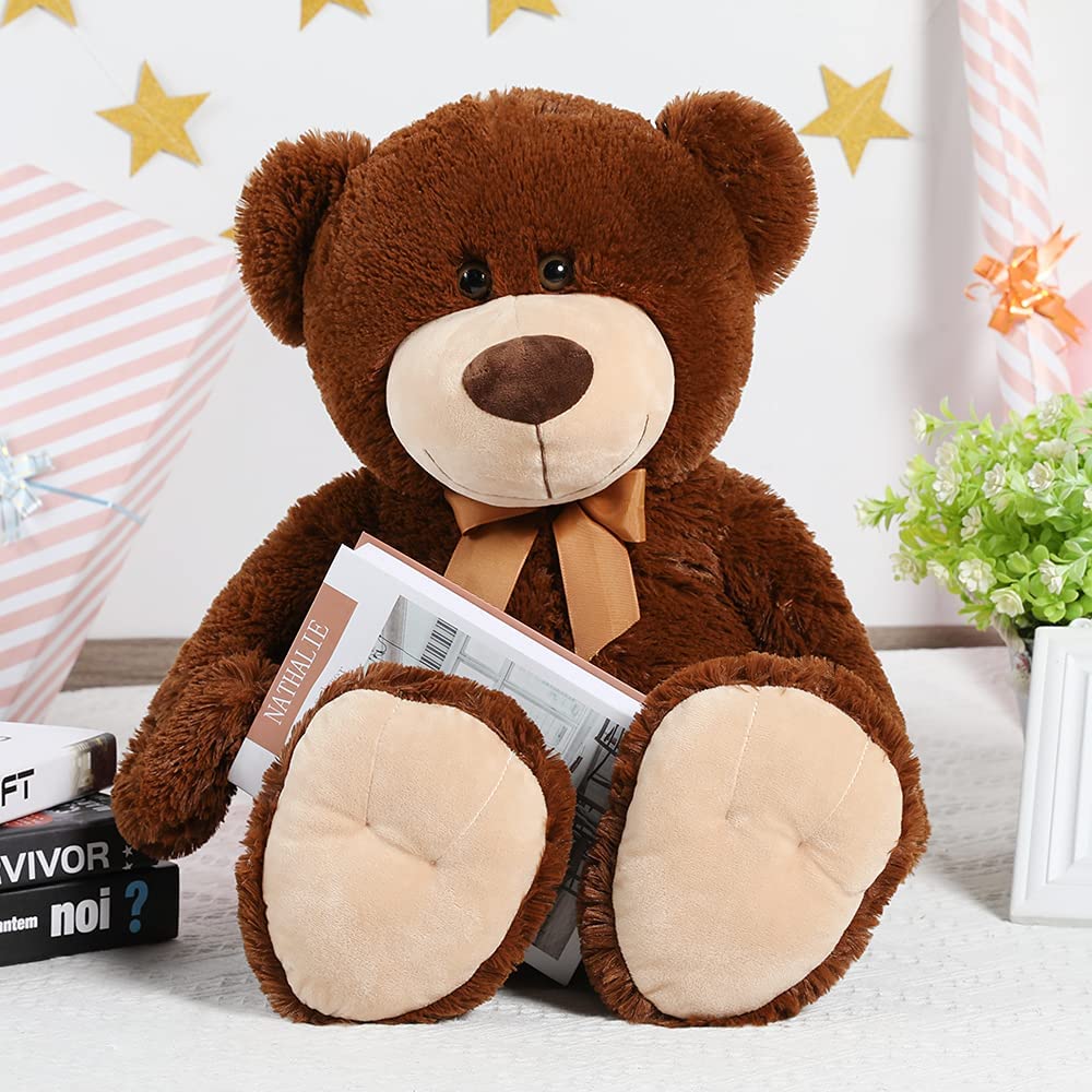 MorisMos Teddy Bear Plushies - Dark Brown Teddy Bear Stuffed Animals - Chocolate Teddy Bear Plush Toys - 26 Inch Stuffed Teddy - Free Shipping